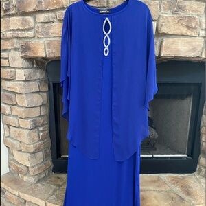 NWT Glamorous Nights royal blue long evening gown. top embellishment is see thru